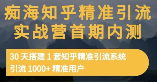 痴海知乎精准引流实战营1-2期,30天搭建1套知乎精准引流系统,引流1000 精准用户