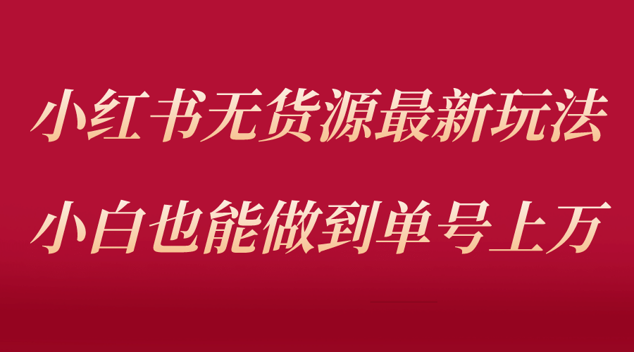 小红书无货源最新螺旋起号玩法，电商小白也能做到单号上万（收费3980）-杨振轩笔记