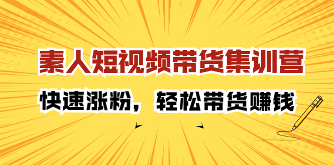 素人短视频带货集训营：快速涨粉，轻松带货赚钱-杨振轩笔记