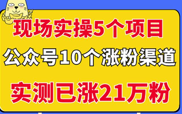 现场实操5个公众号项目，10个涨粉渠道，实测已涨21万粉！-杨振轩笔记