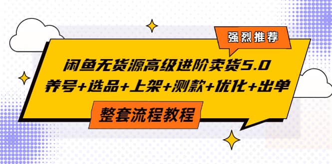 闲鱼无货源高级进阶卖货5.0，养号 选品 上架 测款 优化 出单整套流程教程-杨振轩笔记