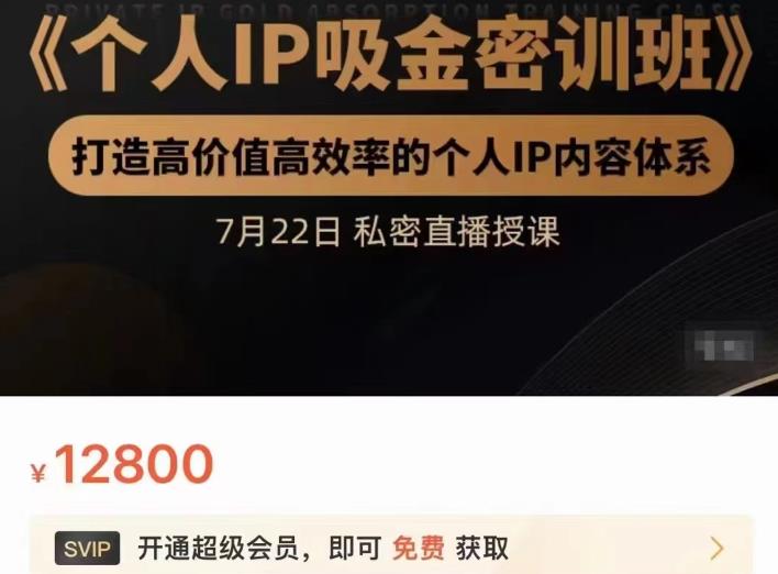 个人IP吸金密训班，打造高价值高效率的个人IP内容体系（价值12800元）-杨振轩笔记