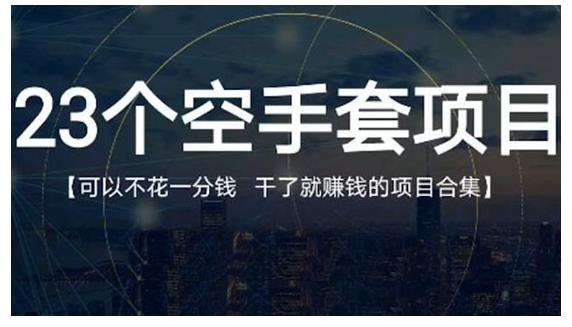 23个空手套项目大合集，0成本0投入，干了就赚钱纯空手套生意经-杨振轩笔记