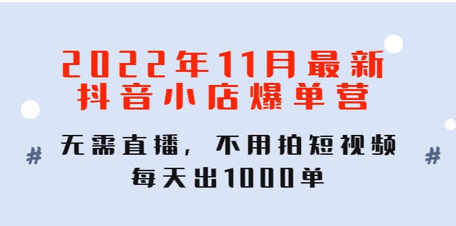 2022年11月最新抖音小店爆单训练营：无需直播，不用拍短视频，每天出1000单-杨振轩笔记