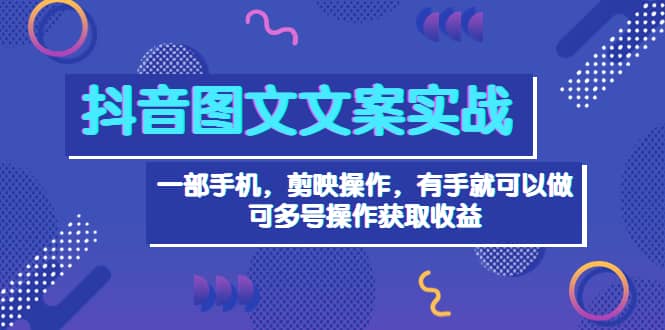 抖音图文毒文案实战：一部手机 剪映操作 有手就能做，单号日入几十 可多号-杨振轩笔记