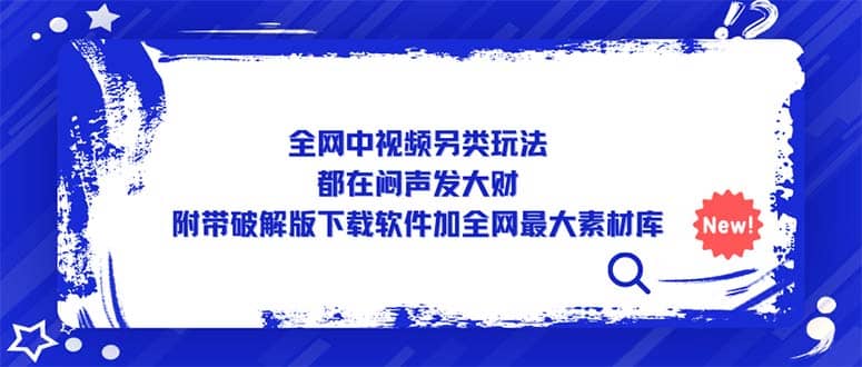 全网中视频另类玩法，都在闷声发大财，附带下载软件加全网最大素材库-杨振轩笔记