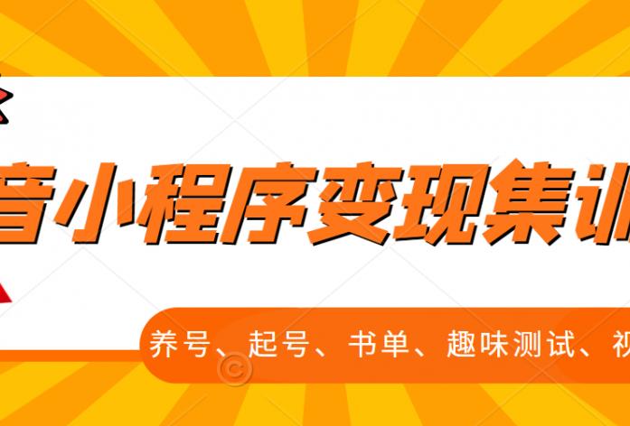 抖音小程序变现集训课，养号、起号、书单、趣味测试、视频剪辑，全套流程-杨振轩笔记