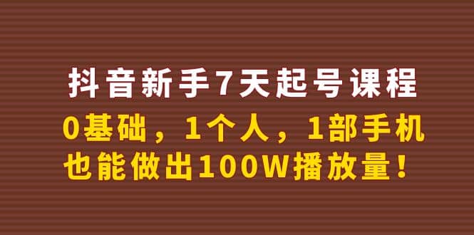 抖音新手7天起号课程：0基础，1个人，1部手机，也能做出100W播放量-杨振轩笔记