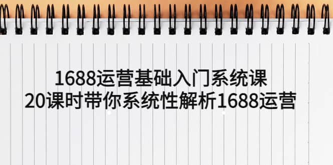 1688运营基础入门系统课，20课时带你系统性解析1688运营-杨振轩笔记