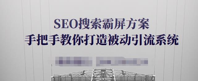 SEO搜索霸屏方案，手把手教你打造被动引流系统【视频课程】-杨振轩笔记