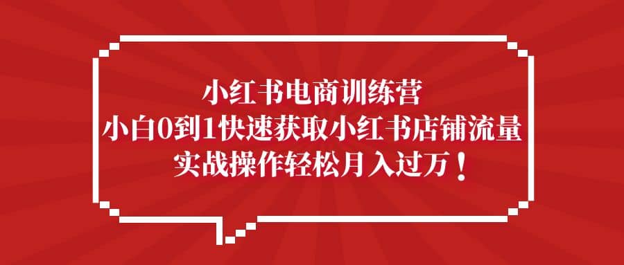 小红书电商训练营，小白0到1快速获取小红书店铺流量-杨振轩笔记