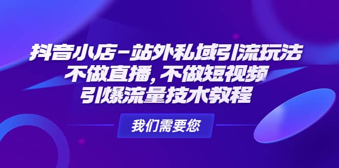 抖音小店-站外私域引流玩法：不做直播，不做短视频，引爆流量技术教程-杨振轩笔记