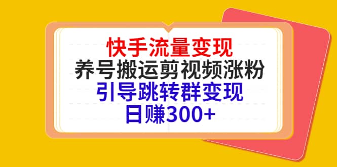 快手流量变现，养号搬运剪视频涨粉，引导跳转群变现日赚300-杨振轩笔记