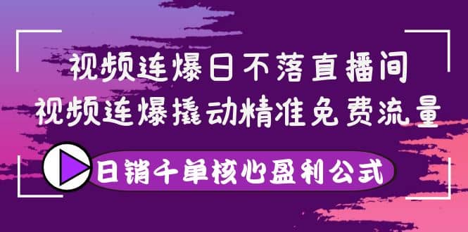 视频连爆日不落直播间，视频连爆撬动精准免费流量，日销千单核心盈利公式-杨振轩笔记