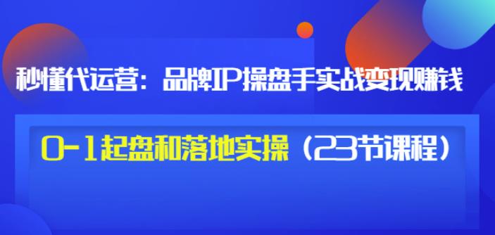 秒懂代运营：品牌IP操盘手实战赚钱，0-1起盘和落地实操（23节课程）价值199-杨振轩笔记