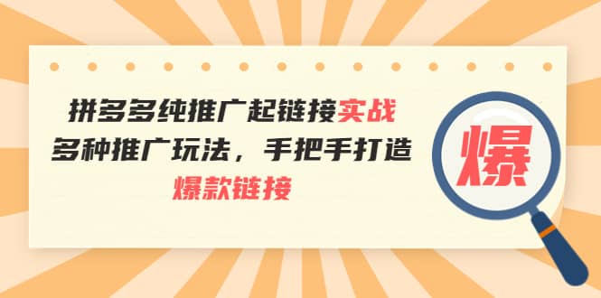 拼多多纯推广起链接实战：多种推广玩法，手把手打造爆款链接-杨振轩笔记