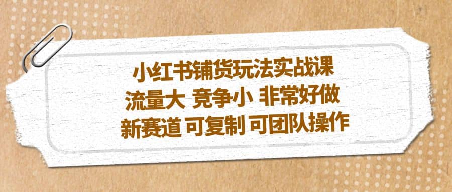 小红书铺货玩法实战课，流量大 竞争小 非常好做 新赛道 可复制 可团队操作-杨振轩笔记