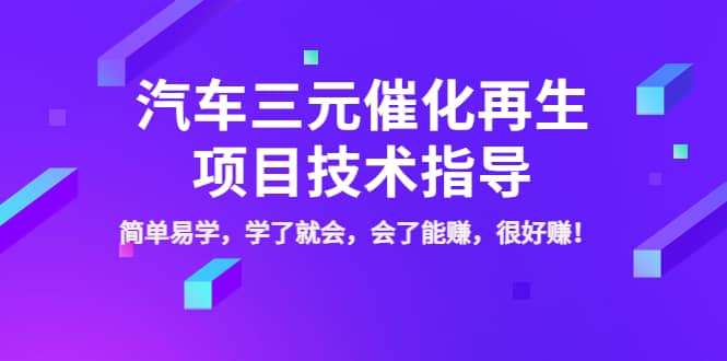 汽车三元催化再生项目技术指导，简单易学，学了就会，会了能赚，很好赚！-杨振轩笔记