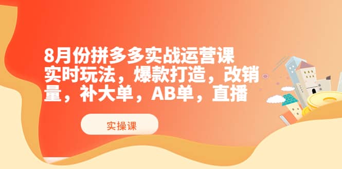 8月份拼多多实战运营课，实时玩法，爆款打造，改销量，补大单，AB单，直播-杨振轩笔记