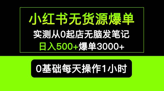 小红书无货源爆单 实测从0起店无脑发笔记爆单3000 长期项目可多店-杨振轩笔记