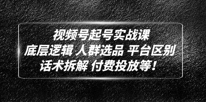 视频号起号实战课：底层逻辑 人群选品 平台区别 话术拆解 付费投放等-杨振轩笔记