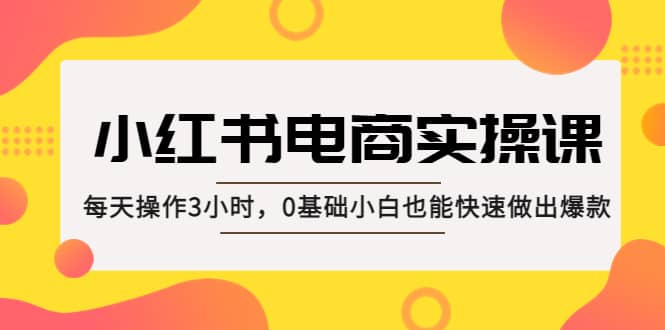 小红书·电商实操课：每天操作3小时，0基础小白也能快速做出爆款-杨振轩笔记