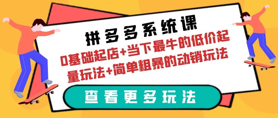 拼多多系统课：0基础起店 当下最牛的低价起量玩法 简单粗暴的动销玩法-杨振轩笔记