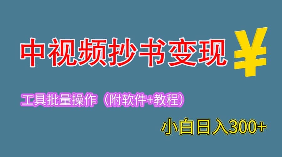 2023中视频抄书变现（附工具 教程），一天300 ，特别适合新手操作的副业-杨振轩笔记