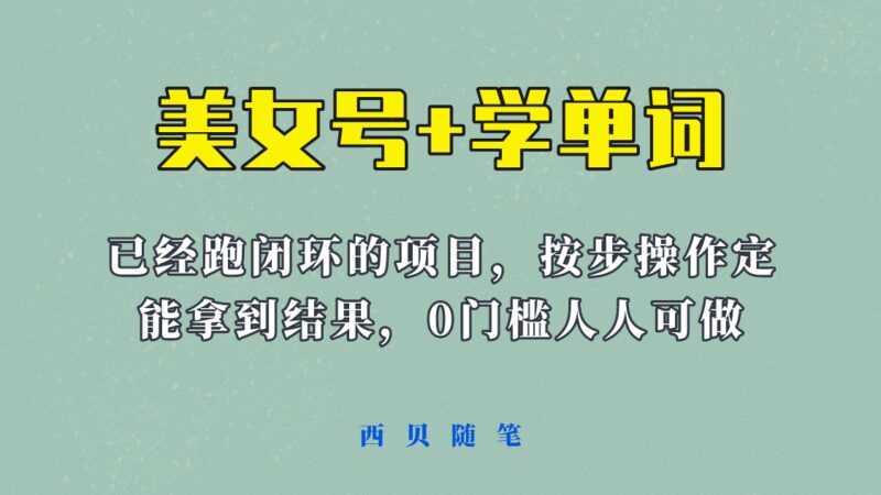 《美女号 学单词》玩法，信息差而已 课程拆开揉碎了和大家去讲 (教程 素材)-杨振轩笔记