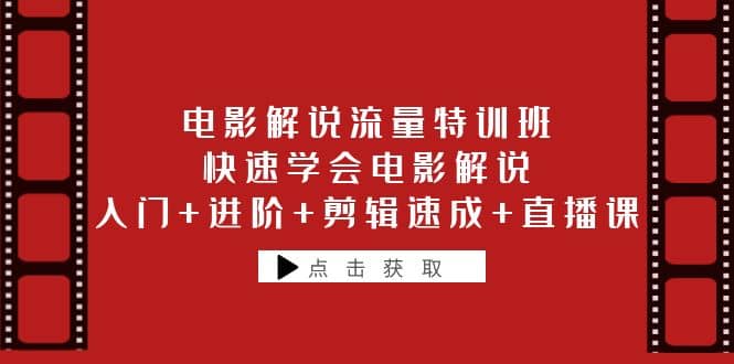 电影解说流量特训班：快速学会电影解说，入门 进阶 剪辑速成 直播课-杨振轩笔记