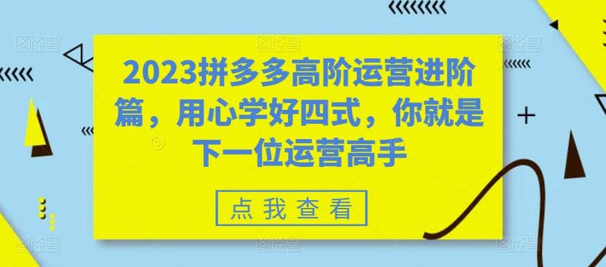 2023拼多多高阶运营进阶篇，用心学好四式，你就是下一位运营高手-杨振轩笔记