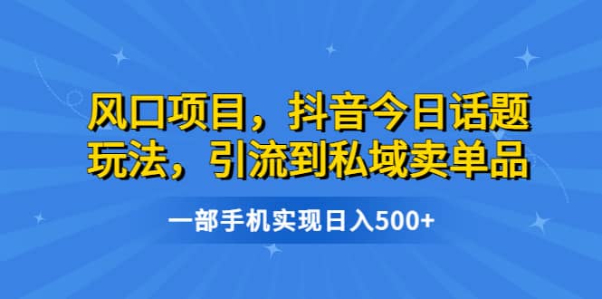 风口项目，抖音今日话题玩法，引流到私域卖单品，一部手机实现日入500-杨振轩笔记