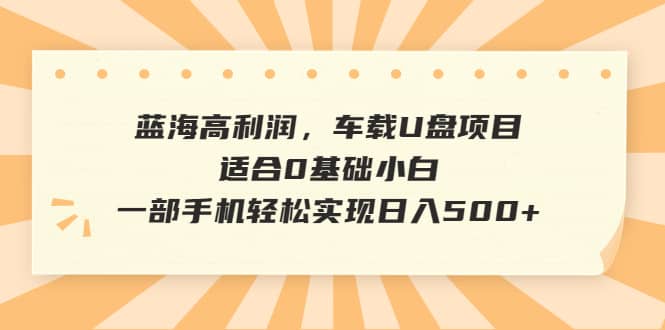 蓝海高利润，车载U盘项目，适合0基础小白，一部手机轻松实现日入500-杨振轩笔记