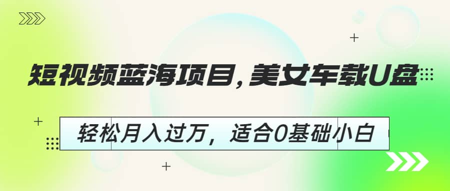 短视频蓝海项目，美女车载U盘，轻松月入过万，适合0基础小白-杨振轩笔记