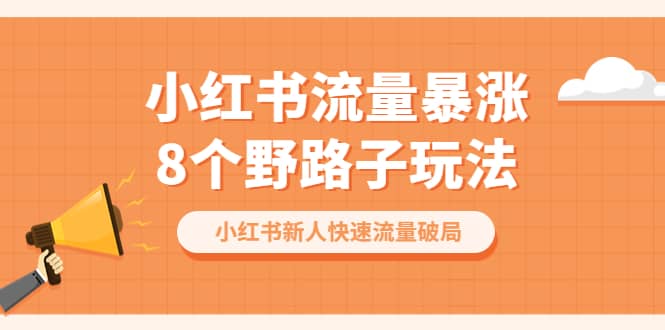 小红书流量-暴涨8个野路子玩法：小红书新人快速流量破局（8节课）-杨振轩笔记