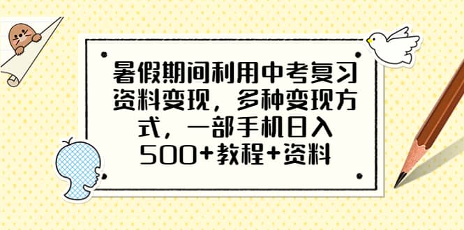 暑假期间利用中考复习资料变现，多种变现方式，一部手机日入500 教程 资料-杨振轩笔记