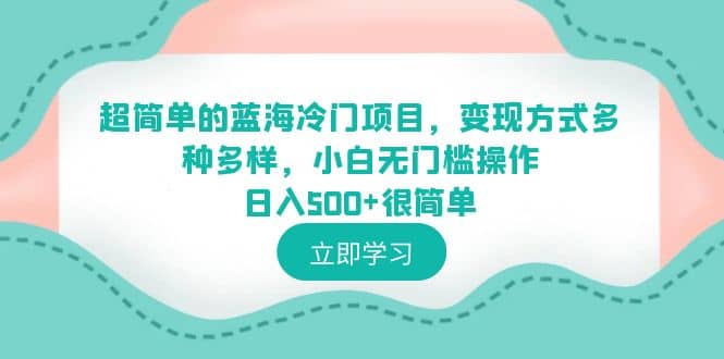 超简单的蓝海冷门项目，变现方式多种多样，小白无门槛操作日入500 很简单-杨振轩笔记