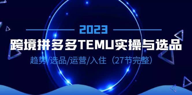 2023跨境·拼多多·TEMU实操与选品，趋势·选品·运营·入住（27节完整）-杨振轩笔记