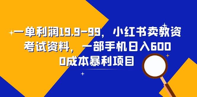 一单利润19.9-99，小红书卖教资考试资料，一部手机日入600（教程 资料）-杨振轩笔记