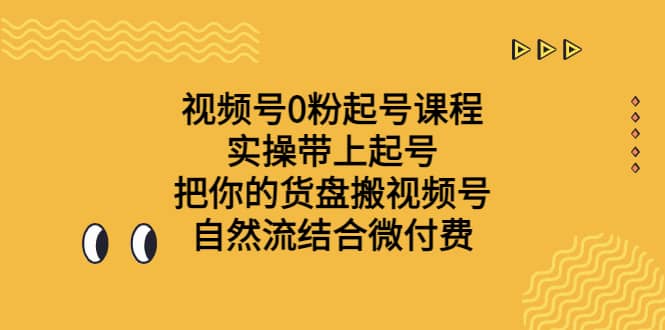 视频号0粉起号课程 实操带上起号 把你的货盘搬视频号 自然流结合微付费-杨振轩笔记