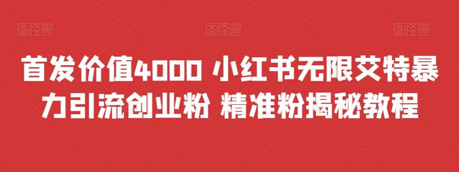 首发价值4000 小红书无限艾特暴力引流创业粉 精准粉揭秘教程-杨振轩笔记