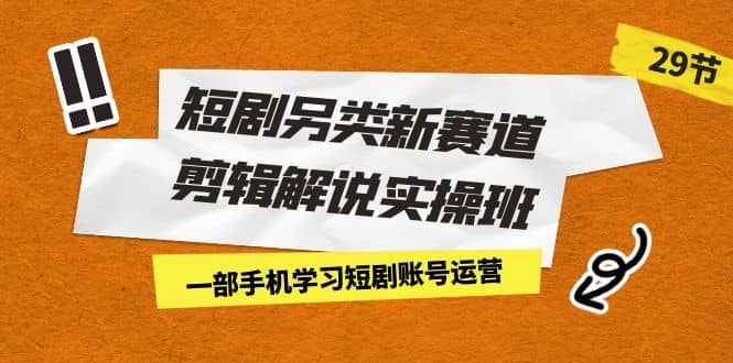 短剧另类新赛道剪辑解说实操班：一部手机学习短剧账号运营（29节 价值500）-杨振轩笔记