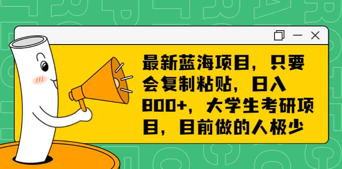 最新蓝海项目，只要会复制粘贴，日入800 ，大学生考研项目，目前做的人极少-杨振轩笔记