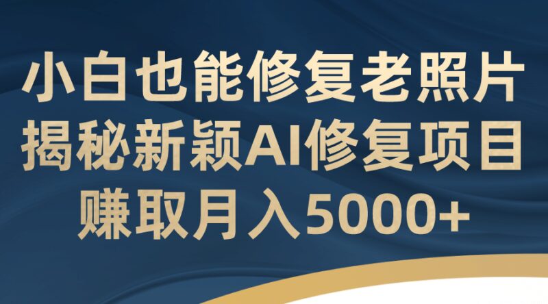 小白也能修复老照片!揭秘新颖AI修复项目,赚取月入5000-杨振轩笔记