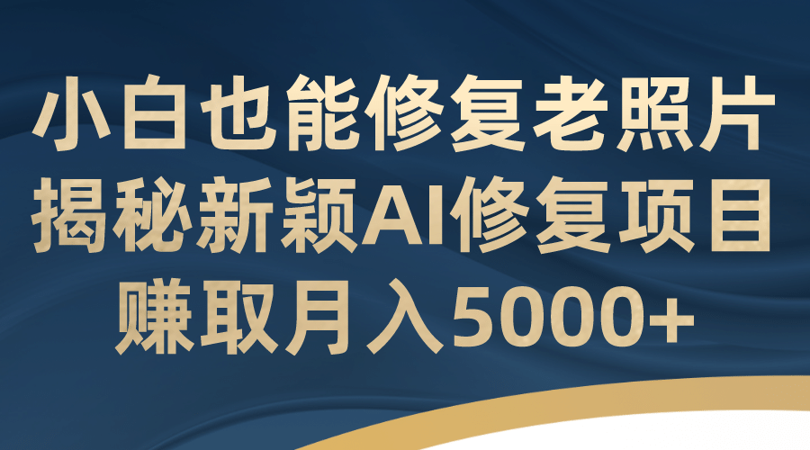 小白也能修复老照片！揭秘新颖AI修复项目，赚取月入5000-杨振轩笔记