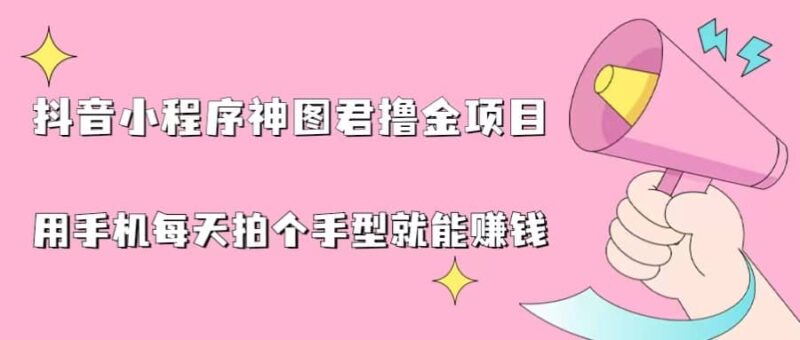 抖音小程序神图君撸金项目，用手机每天拍个手型挂载一下小程序就能赚钱-杨振轩笔记