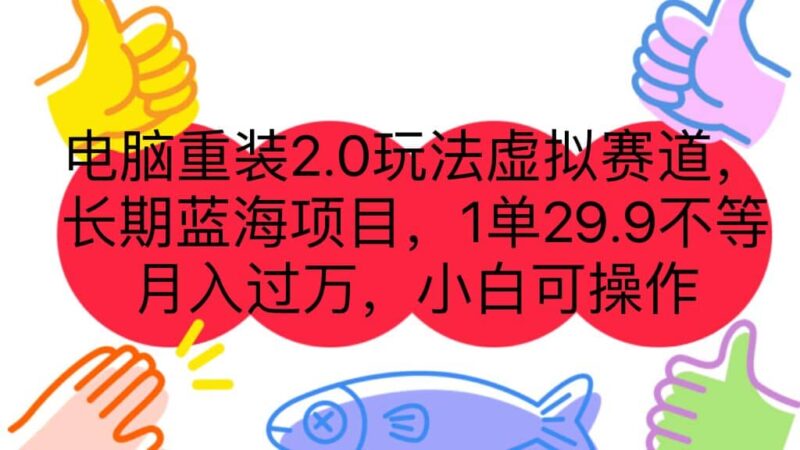 电脑重装2.0玩法虚拟赛道,长期蓝海项目 一单29.9不等 月入过万 小白可操作-杨振轩笔记