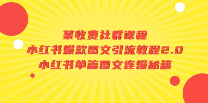 某收费社群课程：小红书爆款图文引流教程2.0 小红书单篇图文连爆秘籍-杨振轩笔记