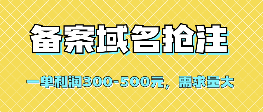 【全网首发】备案域名抢注，一单利润300-500元，需求量大-杨振轩笔记