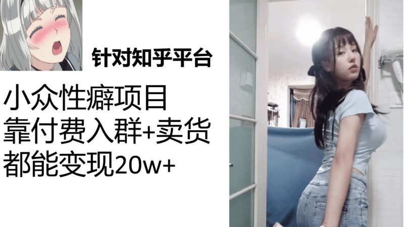 知乎小众性癖项目，Lsp的钱才是最好赚的，付费建群 卖货变现20w-杨振轩笔记